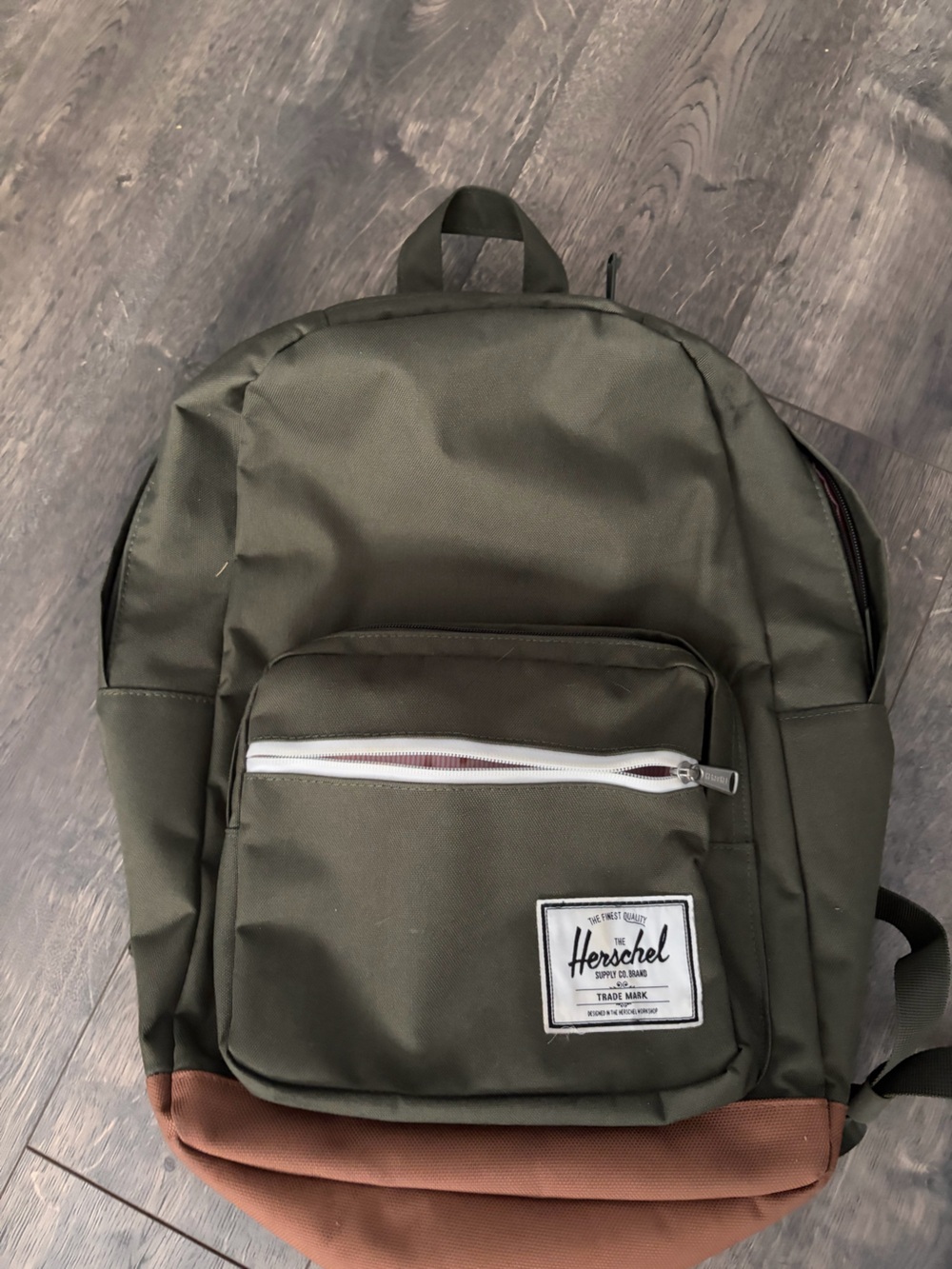 Herschel Supply Company Olive Green Backpack with White Zipper Accents